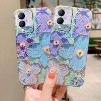 เคสโทรศัพท์ Vivo Y17sใหม่ยอดนิยม3Dดอกไม้สีม่วงรูปแบบBlu-Ray Rhinestoneออกแบบยางนุ่มกรณีเคสVivo Y17s สำหรับสาวเคสโทรศัพท์ปลอก