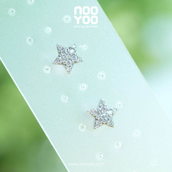 nooyoo-ต่างหูสำหรับผิวแพ้ง่าย-star-with-cubic-zirconia