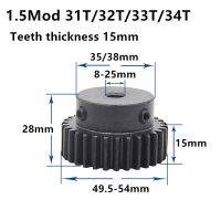 1.5M 31T 32T 33T 34T 34T ฟันเกียร์เฟืองดำสูงเฟือง1.5mod 15Mm แร็คเกียร์33ฟัน6-25Mm