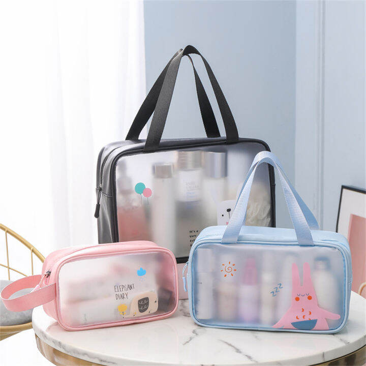 cute-makeup-bag-with-cartoon-design-portable-makeup-case-transparent-pvc-wash-bag-clear-cosmetic-bag-waterproof-makeup-bag