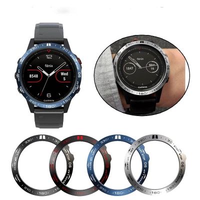 【YF】 For Garmin Fenix 6X 6 Pro 7 7X  Sapphire Bezel Ring Stainless Steel Engraved Time Unit Adhesive Scratch Resistant Case