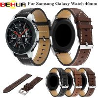 ﺴ◊☁ 22mm Leather Replacement Watchband Classic Wrist Strap band For Samsung Galaxy Watch 3 45mm 46mm SM-R800 Smartwatch Wristband