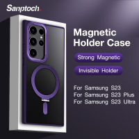 Sanptoch เคสโทรศัพท์แม่เหล็กยึดโทรศัพท์ที่มองไม่เห็นสำหรับ Samsung Galaxy S23 / S23 +/ S23ฝาหลังเนื้อแข็งผิวด้านโปร่งแสงพิเศษสำหรับ S23 Plus Magsafe เคสกันกระแทก