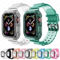 สายนาฬิกาข้อมือ ซิลิโคนนิ่ม แบบใส สําหรับ compatible for apple watch Series 7 6 5 4 3 2 1 38 40 42 44 41 45มม. QC7310958