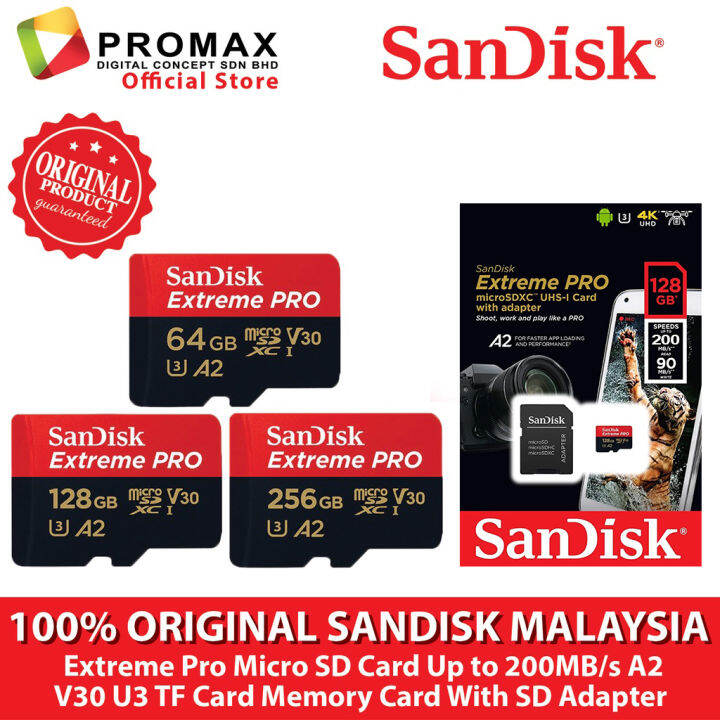 Sandisk Extreme Pro Micro Sd Card 64gb 128gb Up To 200mb S 200mb A2 V30 