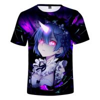 Re Zero 3D Printed Short Sleeve T-shirt for Men Women Kids Cartoon Fashion Anime Clothes Rem and Ram Japanese Anime T Shirt