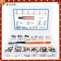 BUSH 115Pcs 304สแตนเลสสตีล หูเดี่ยวหู ขนาด10นิ้ว 6-28.6มม. ที่หนีบท่อ stepless พร้อมที่หนีบหู เงินสีเงิน แคลมป์รัดท่อ ท่อน้ำในรถยนต์