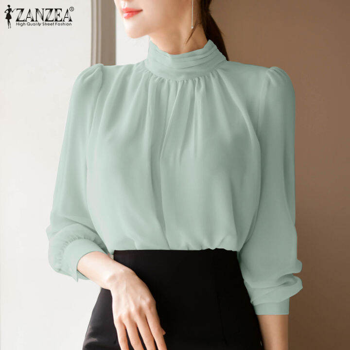 สินค้ามาใหม่-จัดส่งฟรี-fancystyle-zanzea-เสื้อเสื้อมีกระดุมสไตล์เกาหลีสำหรับผู้หญิงใส่เที่ยวหลังคอตั้งจีบฤดูใบไม้ร่วงเสื้อหรูหราเดท-10