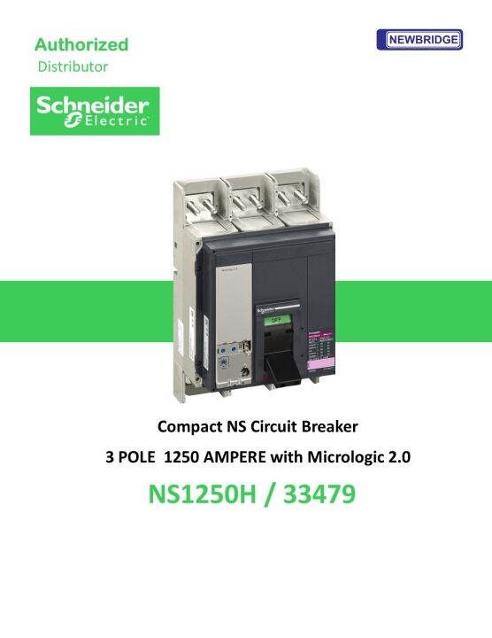 Circuit Breaker Compact Ns1250h Micrologic 20 1250 A 3 Poles 3t By Schneider Electric 0184