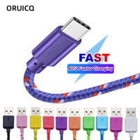 สาย USB Type C ไนลอนถัก 1M 2M 3M Data Sync Fast Charging สาย USB C สำหรับ Samsung S9 S10 Xiaomi mi8 Huawei P30 Type-c-ganekd