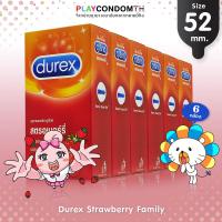 ถุงยางอนามัย 52 ดูเร็กซ์ สตรอเบอร์รี่ ถุงยาง Durex Strawberry ผิวเรียบ หนา 0.05 มม. หอมกลิ่นสตรอเบอร์รี่ (6 กล่อง) แบบ 12 ชิ้น