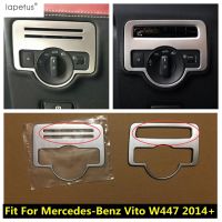 “{》} อุปกรณ์เสริมสำหรับไฟหน้า2014 2019 W447เมอร์เซเดส-Benz Vito ปุ่มเปิดปิดโคมไฟปลอกคอกันสุนัขเลียตกแต่ง ABS ชุดตกแต่งภายใน