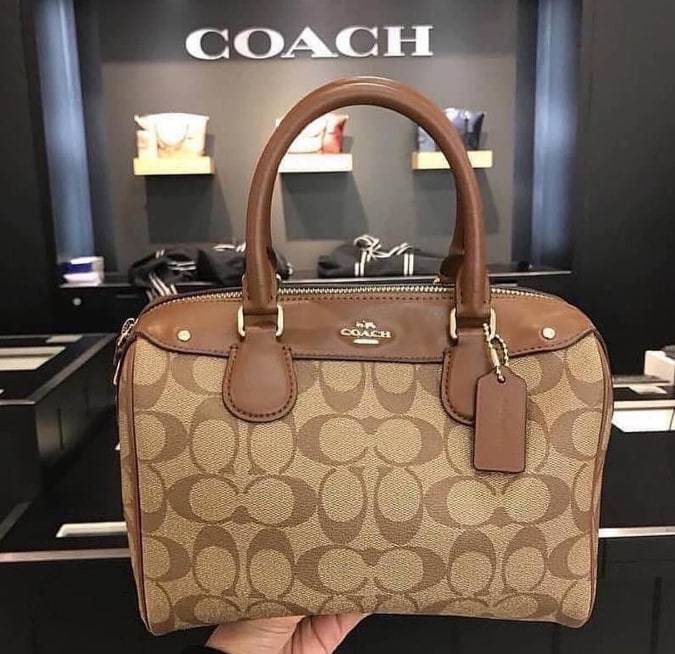 Coach F58312 Mini Bennett in Signature Coated Canvas Monogram Satchel Bag-  Brown