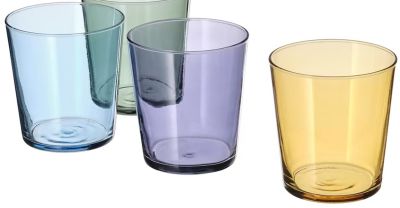 PAPPERSBJÖRK Glass, mixed colours, 30 cl/4 pieces (พัปเพิร์ชบเยิร์ก แก้วน้ำ, คละสี, 30 ซล./4 ชิ้น)