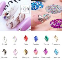 30/100pcs Rhombus Nail Rhinestones Crystals Flatback Glass Stones Nail Art Decor Charms Gem Jewelry Accessories