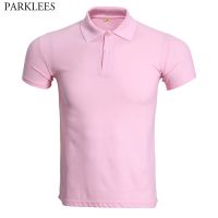 Fashion Pink Short Sleeve Polo Shirt Men 2019 Summer New Solid Color Work Polo Homme Slim Fit Breathable Cheap Polos Para Hombre Towels