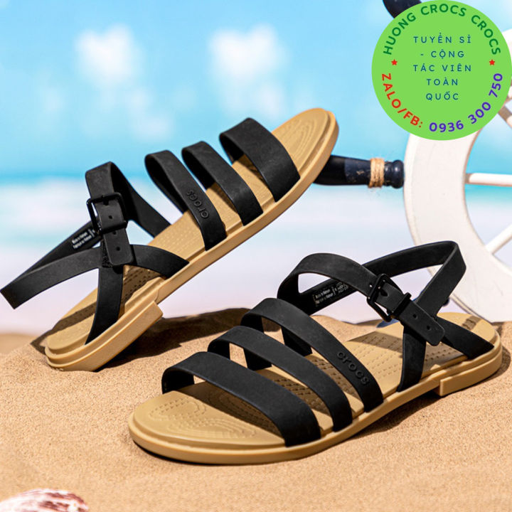 SANDAL NHỰA ĐI MƯA CROCS TULUM QUAI HẬU CHO NỮ MÀU ĐEN 