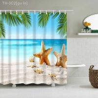 【CW】✢❒  Seaside Sea Beach Shower Curtains Curtain Polyester Frabic with Hooks