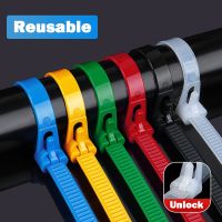 100PCS Reusable Cable Ties Self-locking Plastic Nylon Cable Tie Slipknot Cable Organizer Cable Tidy Lock Strap Zip Ties Binder Cable Management