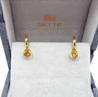 ERMEE03 [เซตเต้ โมด้า] ต่างหูพลอย Citrin ตัวเรือนเงิน สเตอริงค์ ซิลเวอร์ ชุบทอง 18K Gemstone Earrings