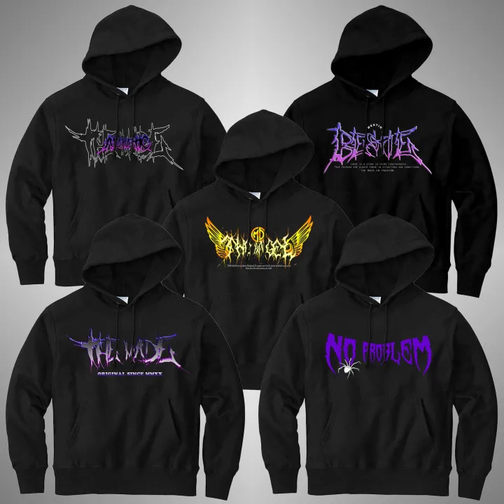 Hoodie Hitam Motif Simple Tulisan Aesthetic Font Metal Model Terbaru