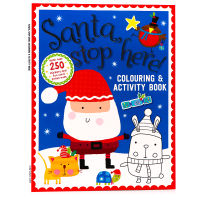 Santa stop here Coloring Activity Book original English Picture Book Childrens interesting English Enlightenment cognition contains more than 250 stickers and cards