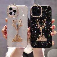 เคสโทรศัพท์แบบนิ่มลายผงอีพ็อกซีประกายกวางเอลก์เคสสำหรับ Apple iPhone 14 13 12 11 X XS XR Pro Max เคสแฟชั่นมีสไตล์ฝาหลังจาก GGQcase