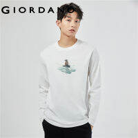 GIORDANO Men Nature Heart Series T-Shirts Polar Bear Print 100% Cotton Tee Crewneck Long Sleeve Fashion Casual Tshirts 91093217