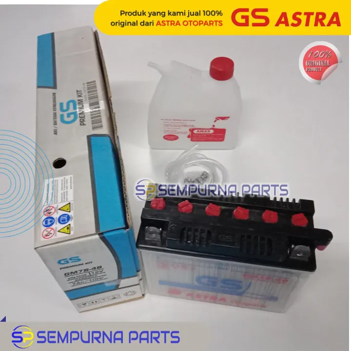 AKI/BATTERY MOTOR GS (TIPE BASAH) GM7B-4B PREMIUM KIT TIGER,SCORPIO