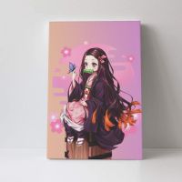 Demon Slayer Kamado Nezuko ขนาด40*60ซม. สั่งทำได้ภาพ HD ผ้าใบวาดภาพศิลปะบนผนังสำหรับภาพฝาผนังการตกแต่งบ้าน