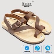 D20 - Sandal Đế Trấu BIOLINE Official Mã Quai Da Bò Đan Chéo Xỏ Ngón Hai