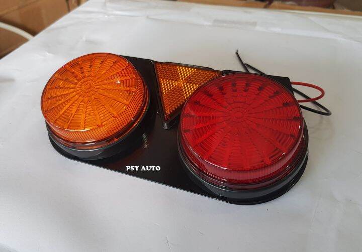 ไฟสต๊อปแลมป์-stop-lamp-ไฟราวข้าง-2ตอนกลม-มีทับทิม-ส้ม-แดง-12v-24v-ซ้าย-ขวา-มีขายเป็นคู่-และแยก