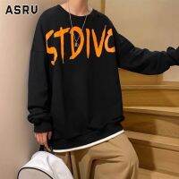 ASRV ผู้ชายขี้เกียจพิมพ์และขนแกะด้านบนบางรอบคอ Hoodie