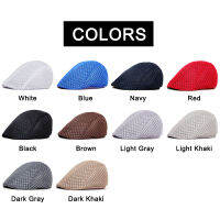 Wuaumx Breathable ตาข่าย Beret หมวกผู้ชายผู้หญิง Visor สุทธิ Duckbill หมวกสีดำสีแดงหมวกแบนฤดูร้อน Herringbone หมวกสำหรับชายหญิง