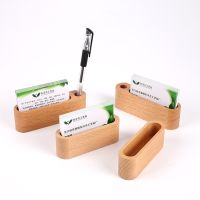 【CW】☃  Wood Desktop Business Card Display Memo Holder Storage Beech Organizer Office