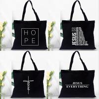 Tas Belanja Wanita Mode Tas Kanvas Tas Bahu Gambar Cetak Jesus Is My God Tas Tangan Pembelanja Wanita Kristen Yang Dapat Dilipat dan Ramah Lingkungan