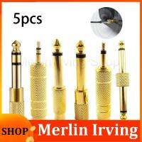 Merlin Irving Shop 5pcs 6.35mm Plug to 3.5mm Jack Audio Headset Microphone Guitar Adapter 6.5mm Male to 3.5mm Female Converter Aux Cable