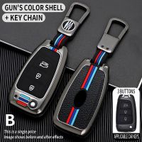 Zinc Alloy Car Flip Key Case Cover For Hyundai Elantra Solaris Tucson i30 i35 i40 KONA Genesis Santa Fe Azera Holder Shell Key Chains