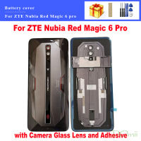 Original ฝาหลังประตูสำหรับ ZTE Nubia Red Magic 6 Pro NX669j ด้านหลังพร้อมเลนส์กระจกกล้อง