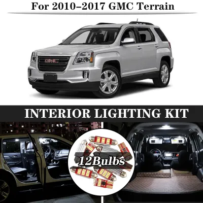 12Pcs White Canbus LED Lamp Car Bulbs Interior Package Kit For 2010-2017 GMC Terrain Map Dome Trunk Plate Light