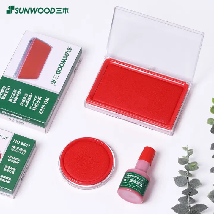 Three wood inkpad red quick-drying inkpad seal box seals with ...