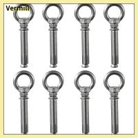 VERMILL 8pcs 304สแตนเลสสตีล สลักเกลียวขยาย M8 ทนทานสำหรับงานหนัก สลักเกลียวสกรู ฮาร์ดแวร์สำหรับคลังสินค้า เงินสีเงิน สลักเกลียวตา สมออิฐคอนกรีตติดผนัง