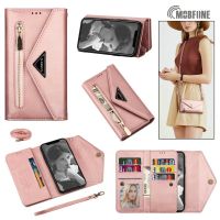 ✑✖❣ Luxury Zipper Leather Case For Huawei P20 P30 P40 Pro Card Slots Wallet Pocket books Phone Cover For P20 P40 Lite With 2 Straps