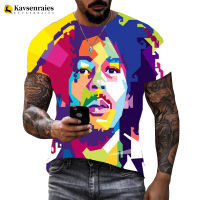 Bob Marley 3D พิมพ์เสื้อยืดผู้ชายแฟชั่น Casual Harajuku แขนสั้น Hip Hop Rapper Reggae เพลง Streetwear T เสื้อ Cool Tops