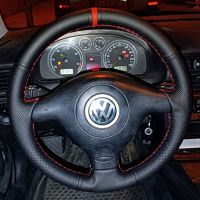 【YF】 Car Steering Wheel Cover Leather For Volkswagen VW Golf 4 Passat B5 1996-2003 Seat Leon 1999-2004 Polo 1999-2000