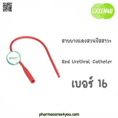 (1ชิ้น) สายสวนปัสสาวะ เบอร์ 16 สายยางแดง แบบสวนทิ้ง Red urethral