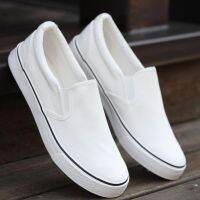 CODtianjia6731 Lazy Casual Cloth Shoes Mens Low-Cut Korean Version Canvas Boys Board Youth White One-Step懒人休闲布鞋男士低帮韩版帆布鞋男生板鞋青年白鞋一脚蹬男鞋Sepatu pakaian kosong lelaki kasut canvas Korea rendah sepatu papan lelaki sepatu mudakasut sekolah putih，kasut sarung