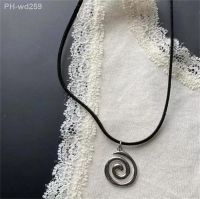 Vintage Spiral Vortex Pendant Hand-woven Leather Rope Necklace for Women Unisex Boho Pentagram Necklace Fashion 2023 Y2K Jewelry