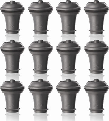 Vacu Vin Wine Saver Vacuum Stoppers - Set of 12 - Gray - for Wine Bottles - Keep Wine Fresh for Up to a Week with Airtight Seal - Compatible with Vacu Vin Wine Saver Pump 12 Stoppers