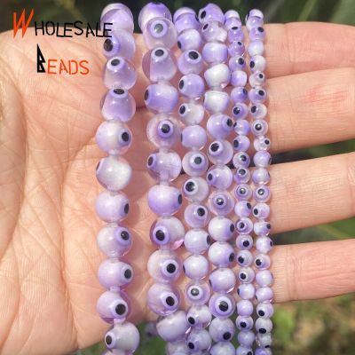 4 6 8mm Natural Stone Beads Purple Evil Eye Round Spacer Loose Beads For Jewelry Making DIY Handmade Bracelet Necklace 15 DIY accessories and others